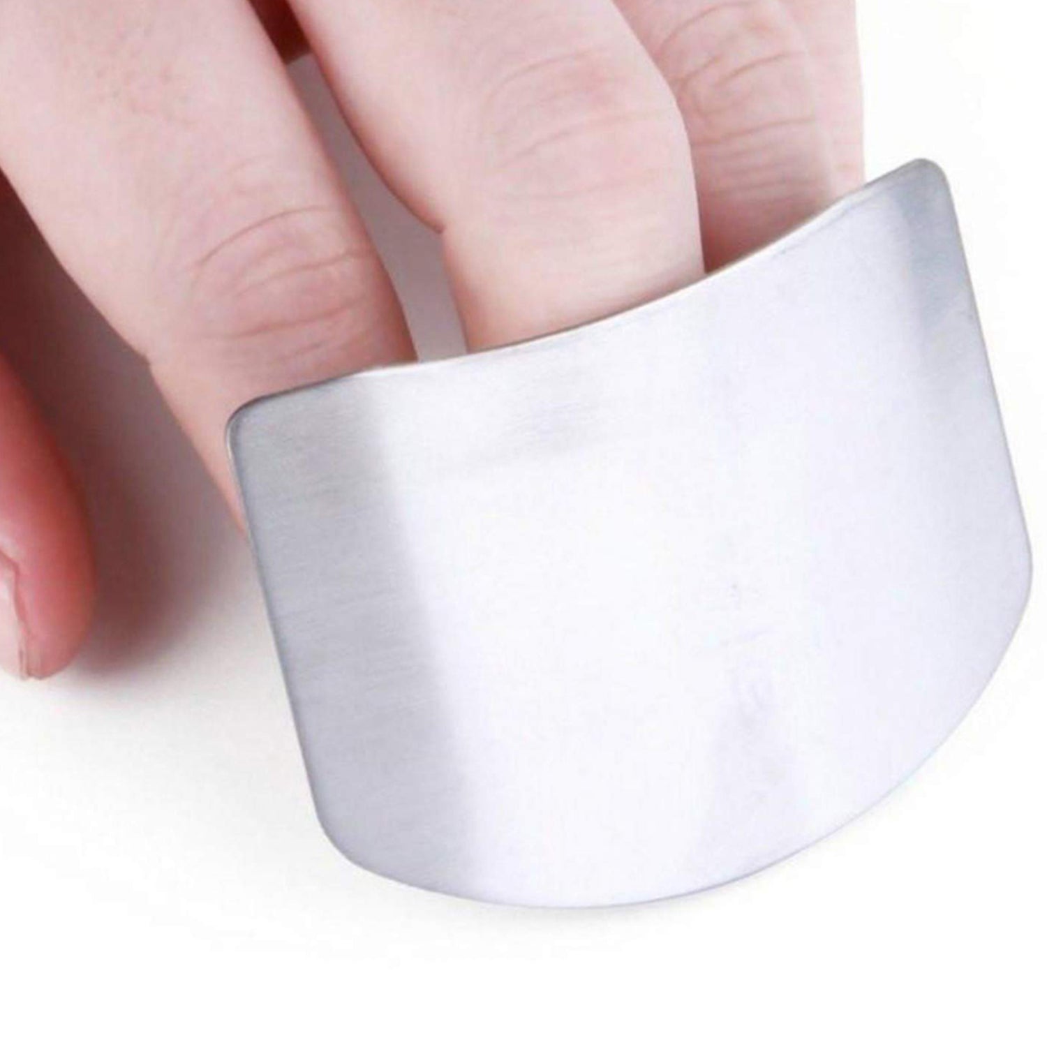 Stainless steel hand protector with two finger slots Stainless steel hand protector with two finger slots